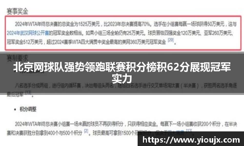 北京网球队强势领跑联赛积分榜积62分展现冠军实力