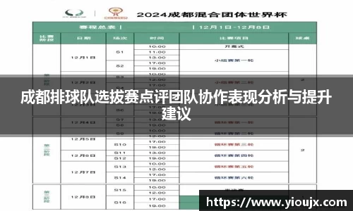 成都排球队选拔赛点评团队协作表现分析与提升建议